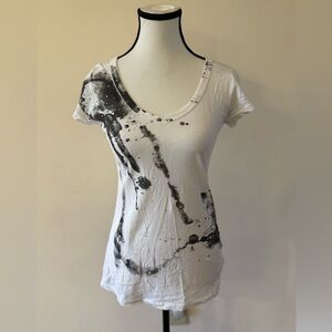 American Age- black paint splatter, V-neck shirt